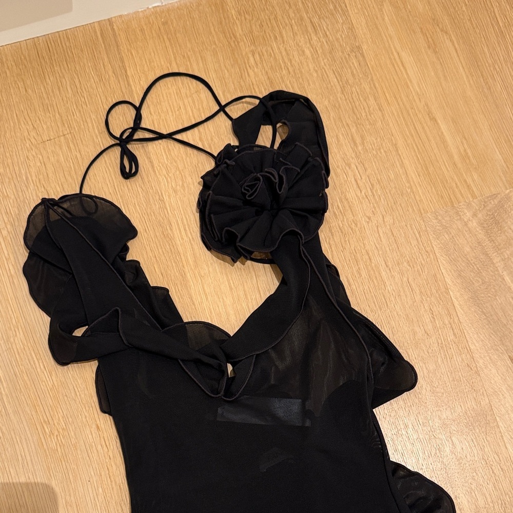 Fanci Club Black Dress with Ruffles - Garden of Eden - Picture 4 of 8